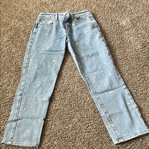 Light Blue Embroidered pacsun mom Women's Jeans